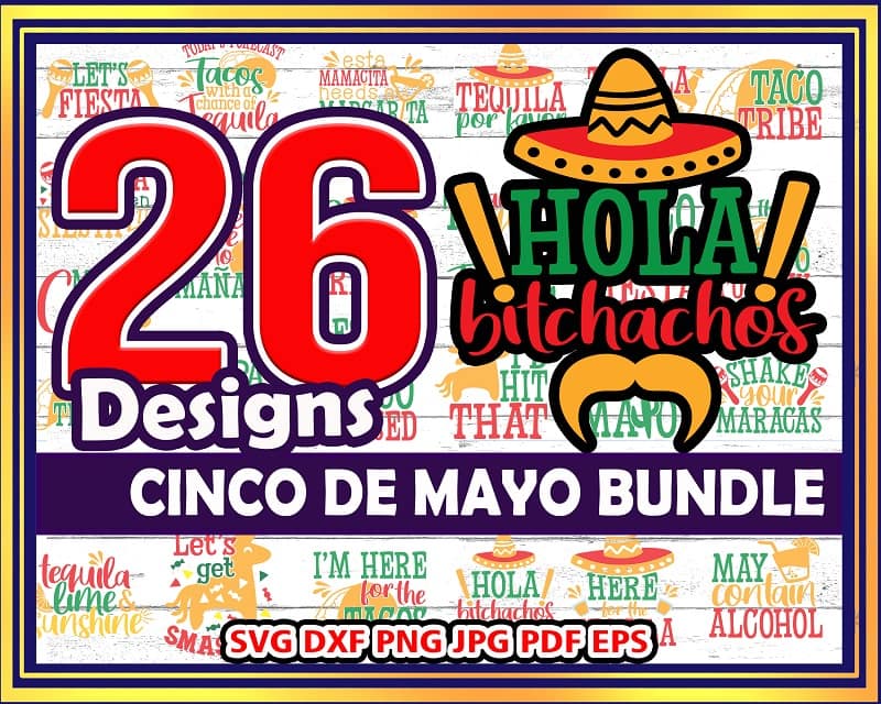 Cinco De Mayo SVG Bundle Cinco Drinko Squad Vector Taco Bouta Fiesta