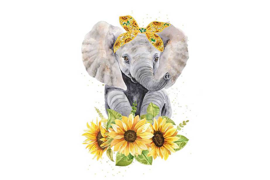 Elephant Sunflower Tshirt Design Buy T Shirt Designs