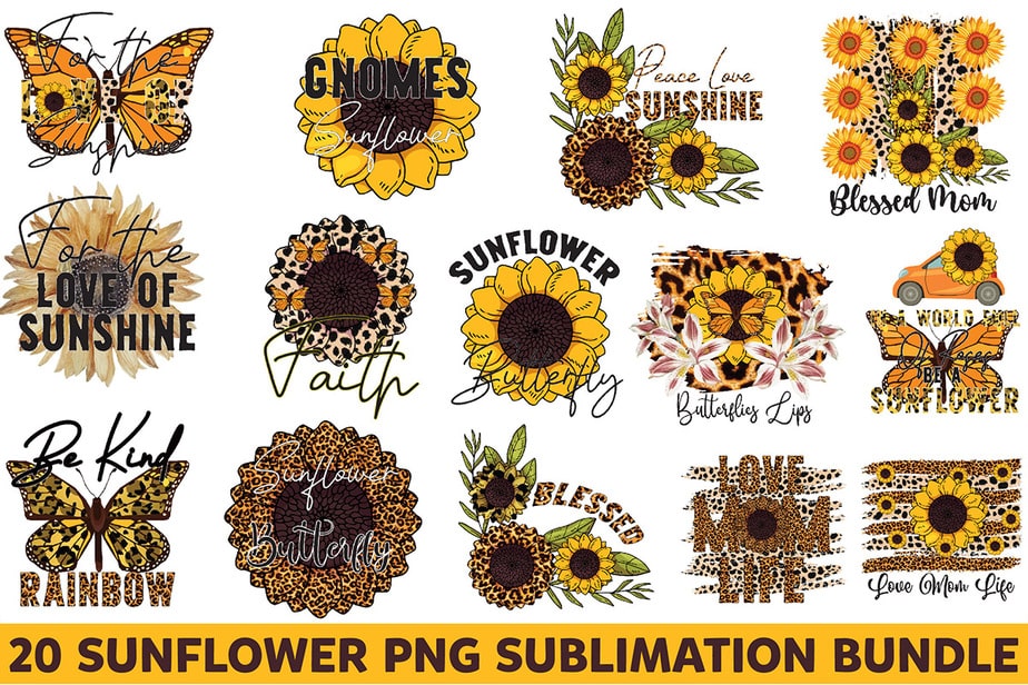 Sunflower PNG Sublimation Bundle Buy T Shirt Designs