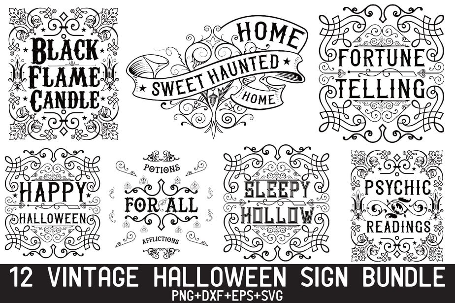 Vintage Halloween Sign Bundle Buy T Shirt Designs