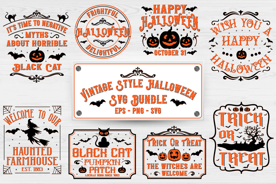 Vintage Style Halloween Svg Bundle Vintage Halloween T Shirt Design