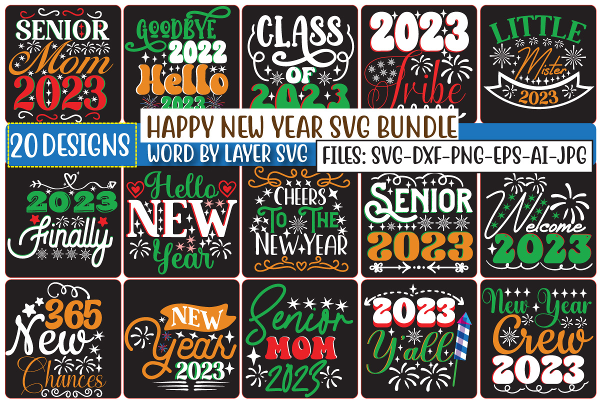 Happy New Year Svg Bundle Buy T Shirt Designs