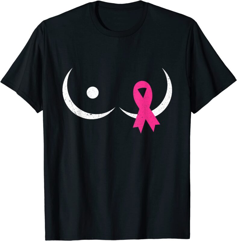 Save The Tatas Breast Cancer Warrior Pink Ribbon On Boob T Shirt Men