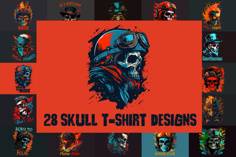 28 Skull T Shirt Designs Bundle Buy T Shirt Designs