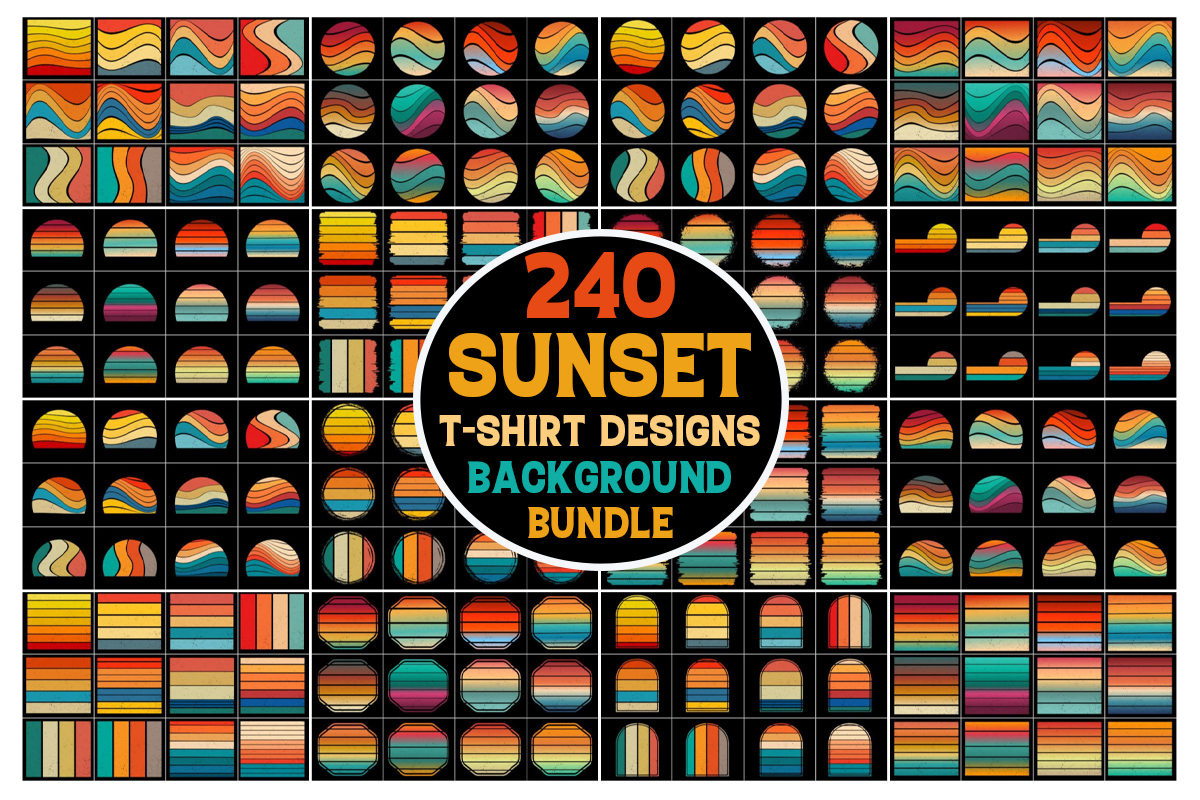 Sunset Retro Vintage Background Bundle Sunset Vintage Retro Sunset