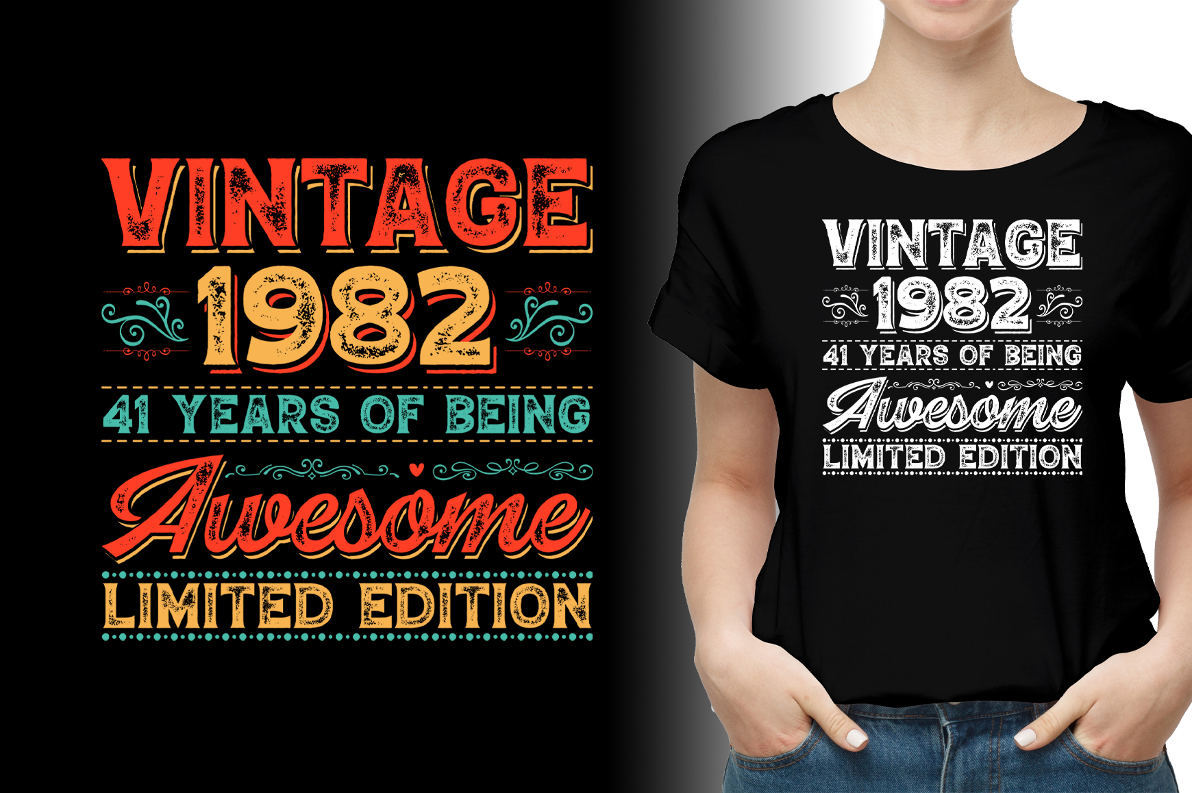 Vintage 1982 Being Awesome Limited Edition Birthday T Shirt Design