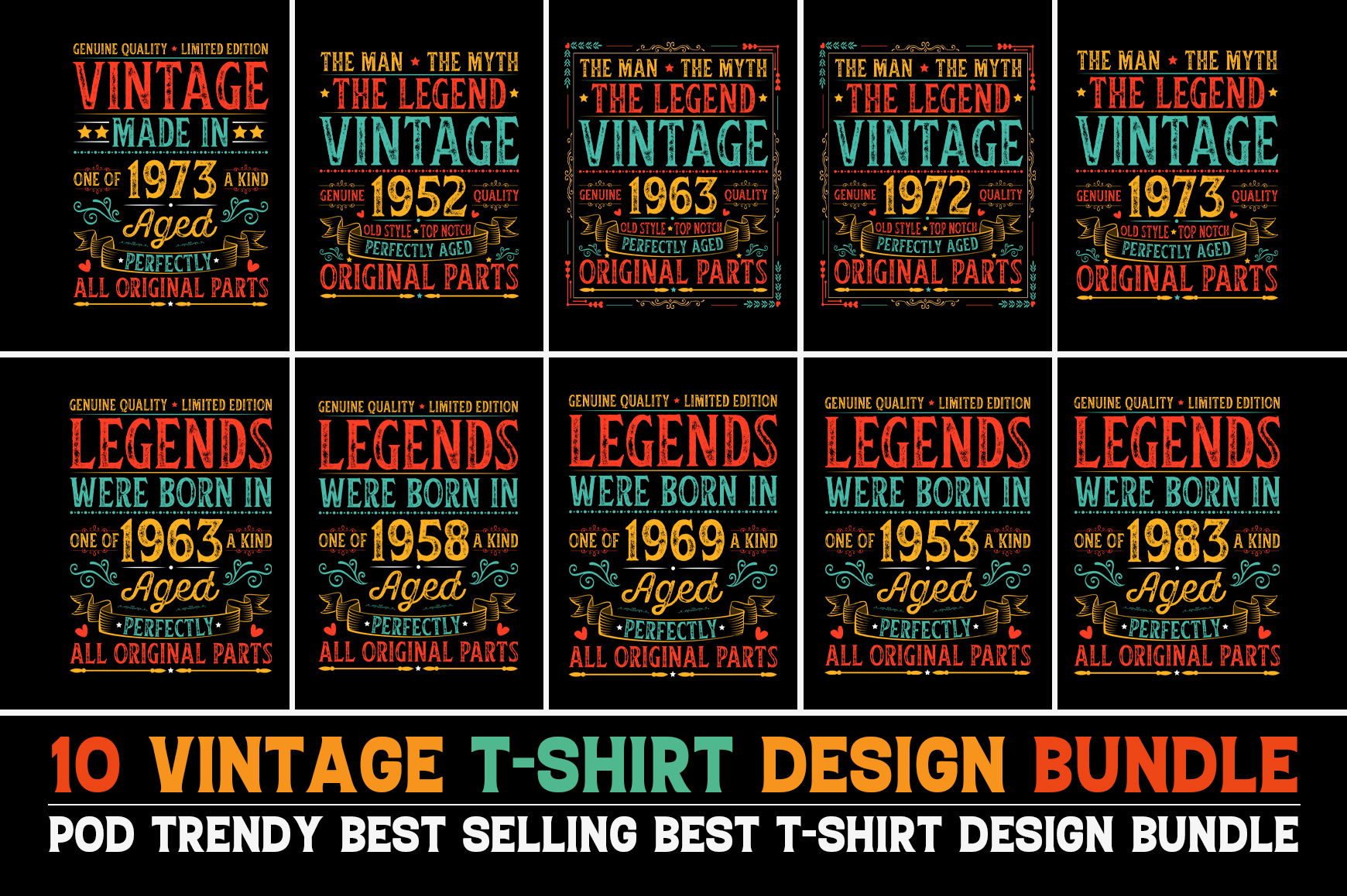 Vintage Birthday T Shirt Design Bundle Buy T Shirt Designs