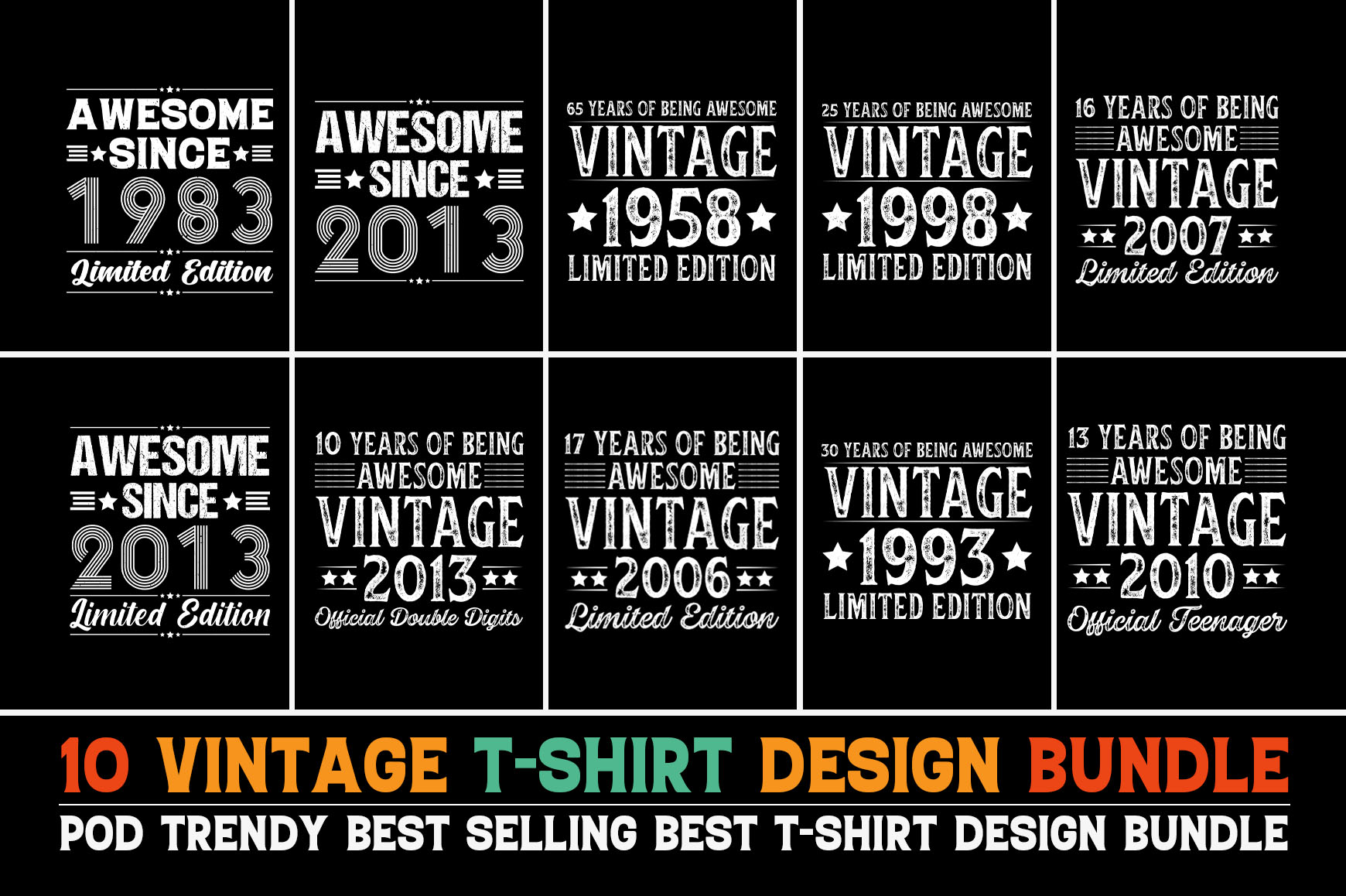 Vintage Birthday T Shirt Design Bundle Buy T Shirt Designs