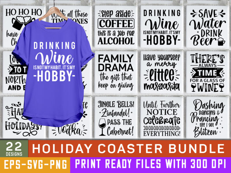 Christmas Coasters Svg Bundle Tshirt Funny Wine Coasters Coasters