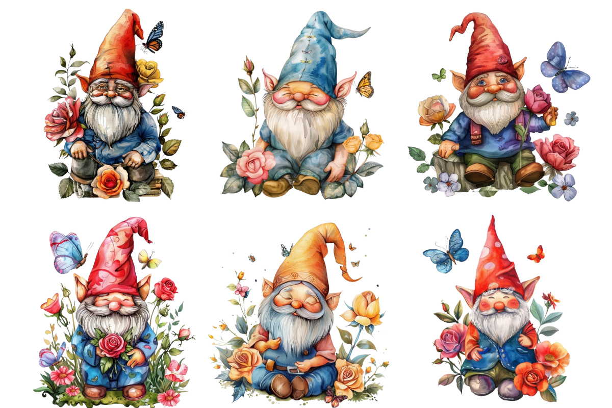 Colourfull Cute Gnome With Rose Buy T Shirt Designs