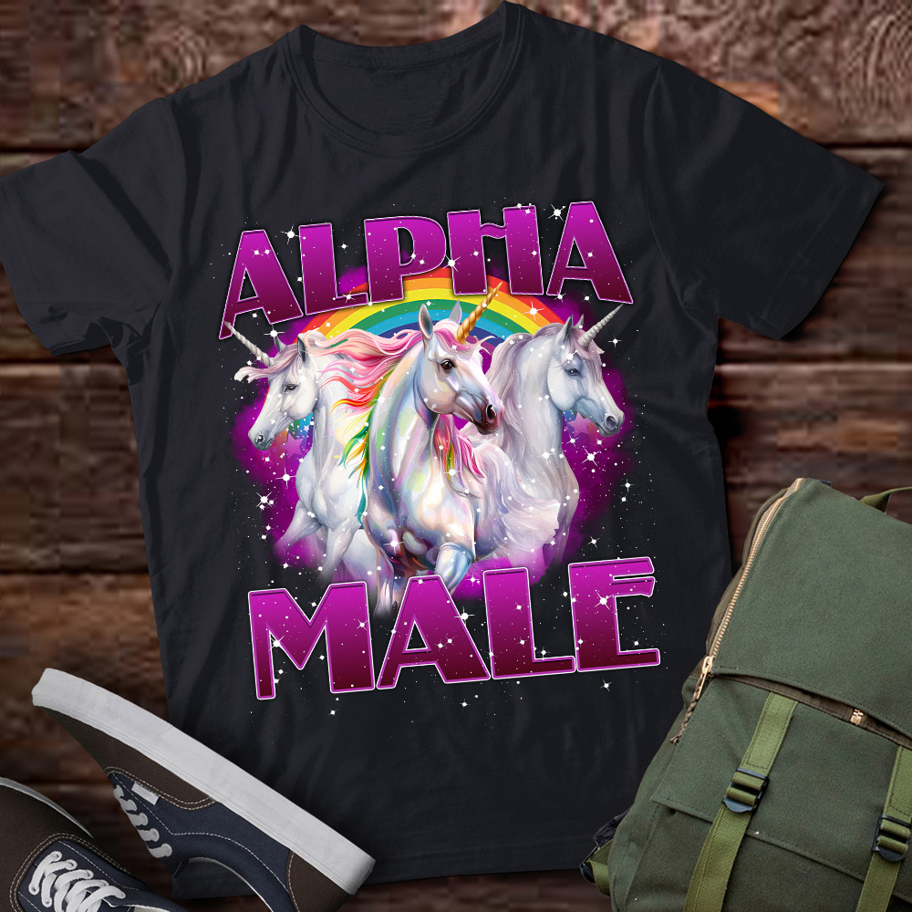 Alpha Male Unicorn Ironic Vintage S Funny Rainbow Lts D Buy T Shirt