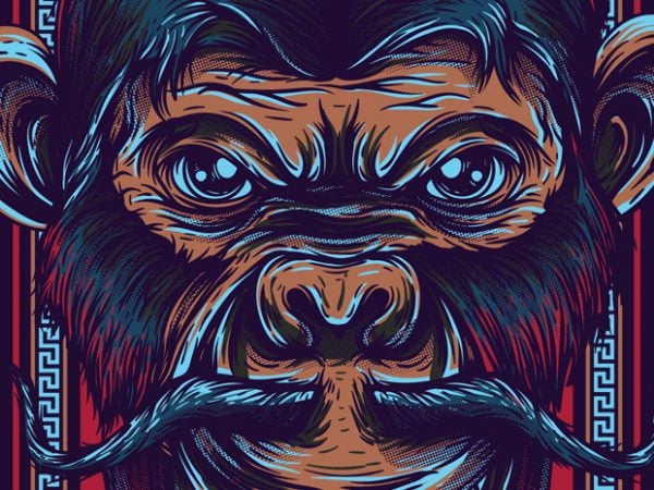 Royal monkey vector t shirt design for download