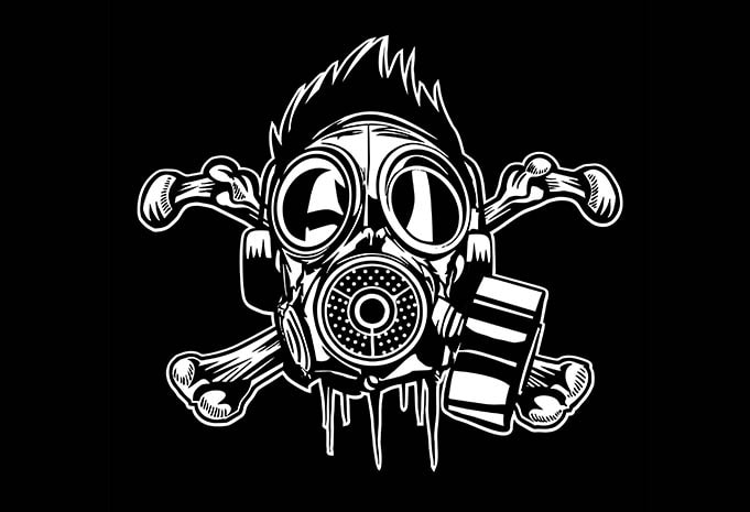 Cross Bones Gasmask vector t shirt design artwork - Buy t-shirt designs