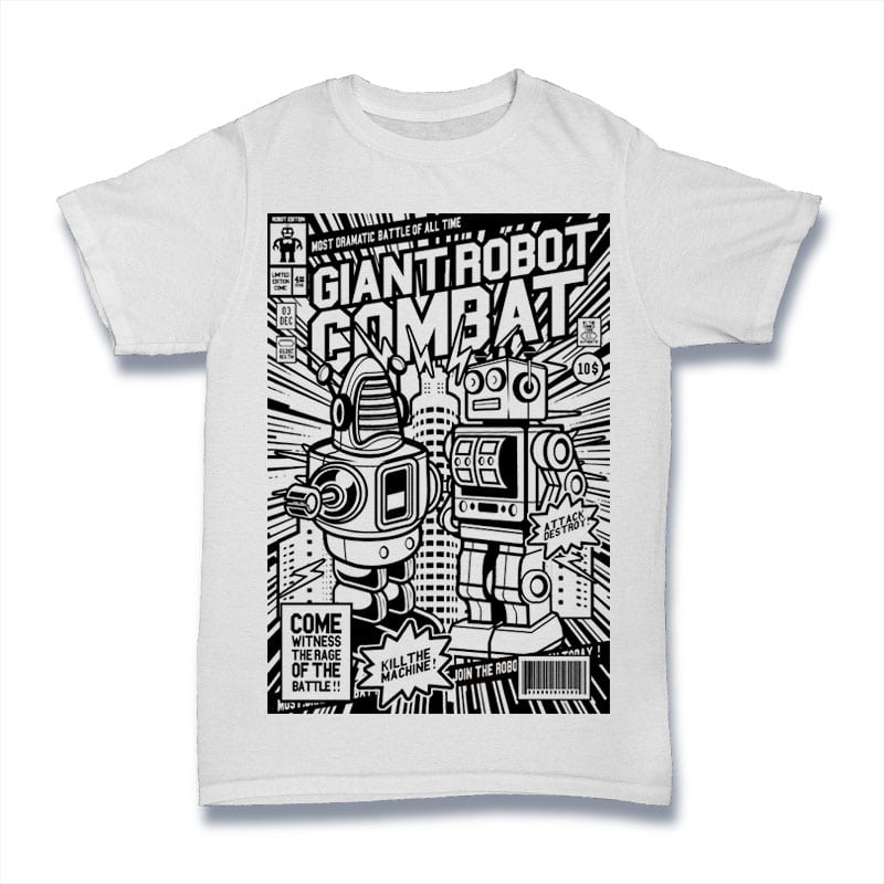 Giant Robot Combat t shirt designs for merch teespring and printful