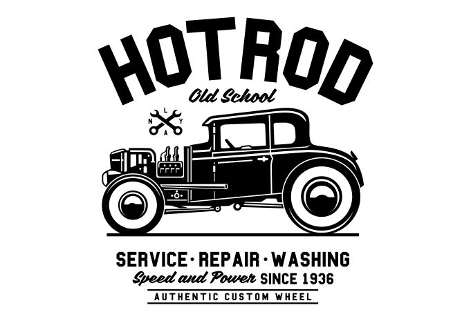 Download Hot Rod Old School print ready vector t shirt design