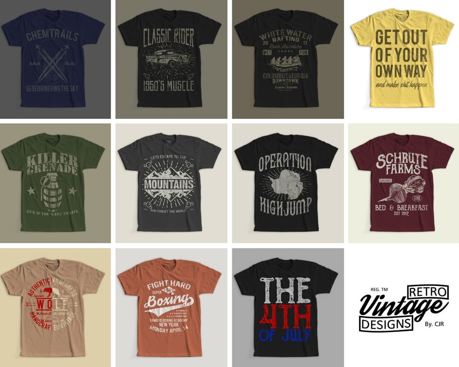 100 Retro Vintage T-Shirt Designs - Buy t-shirt designs