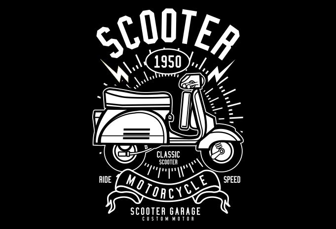 Scooter print ready vector t shirt design - Buy t-shirt designs