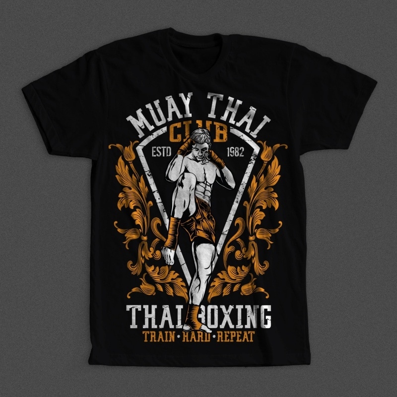 Muay Thai Club vector t-shirt design for use - Buy t-shirt designs