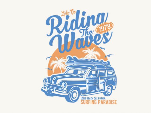 Riding the waves t-shirt design