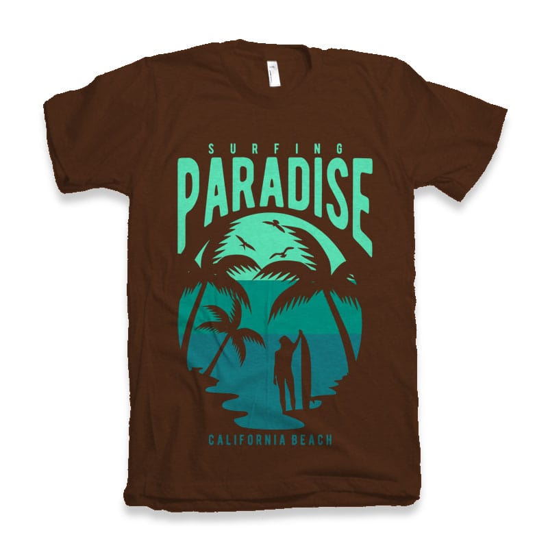 Surfing Paradise California Beach commercial use t shirt designs