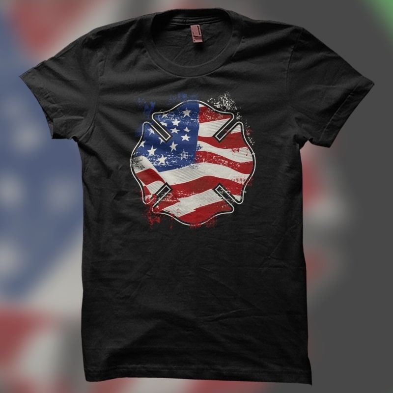 The US Fire Shield vector t shirt design for download - Buy t-shirt designs