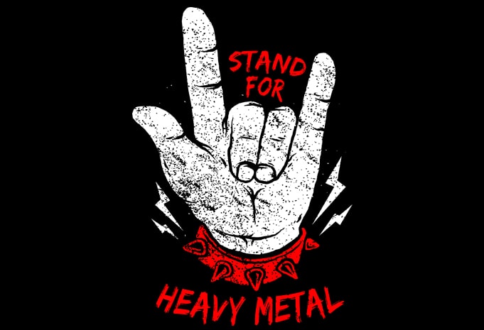 Stand up Heavy Metal print ready t shirt design - Buy t-shirt designs