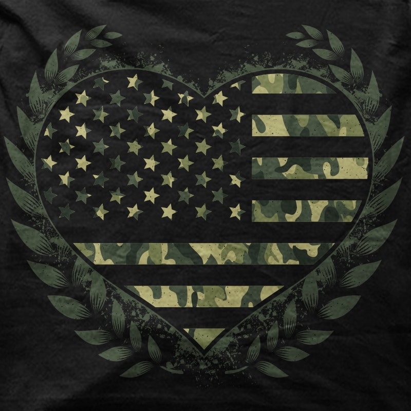 Download Camo Flag Heart t shirt design to buy - Buy t-shirt designs