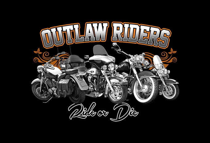 Outlaw Riders commercial use t-shirt design - Buy t-shirt designs