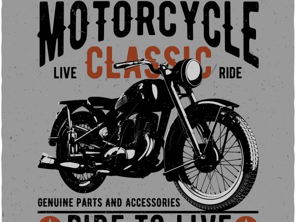 Motorcycle t shirt design for sale