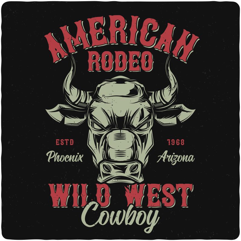 American rodeo print ready vector t shirt design - Buy t-shirt designs