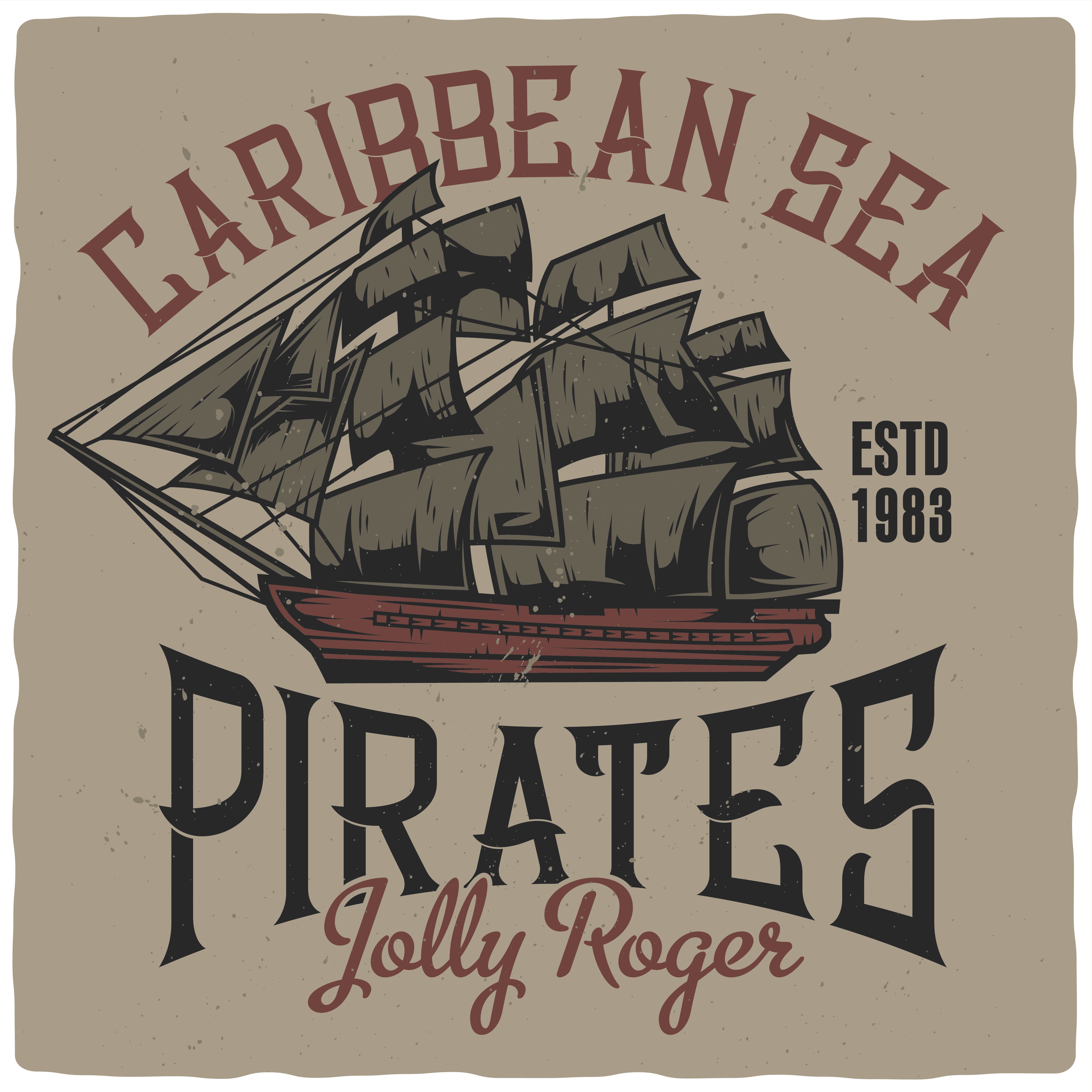 Caribbean Pirates t-shirt design, Custom t-shirt design. 12405364 Vector  Art at Vecteezy