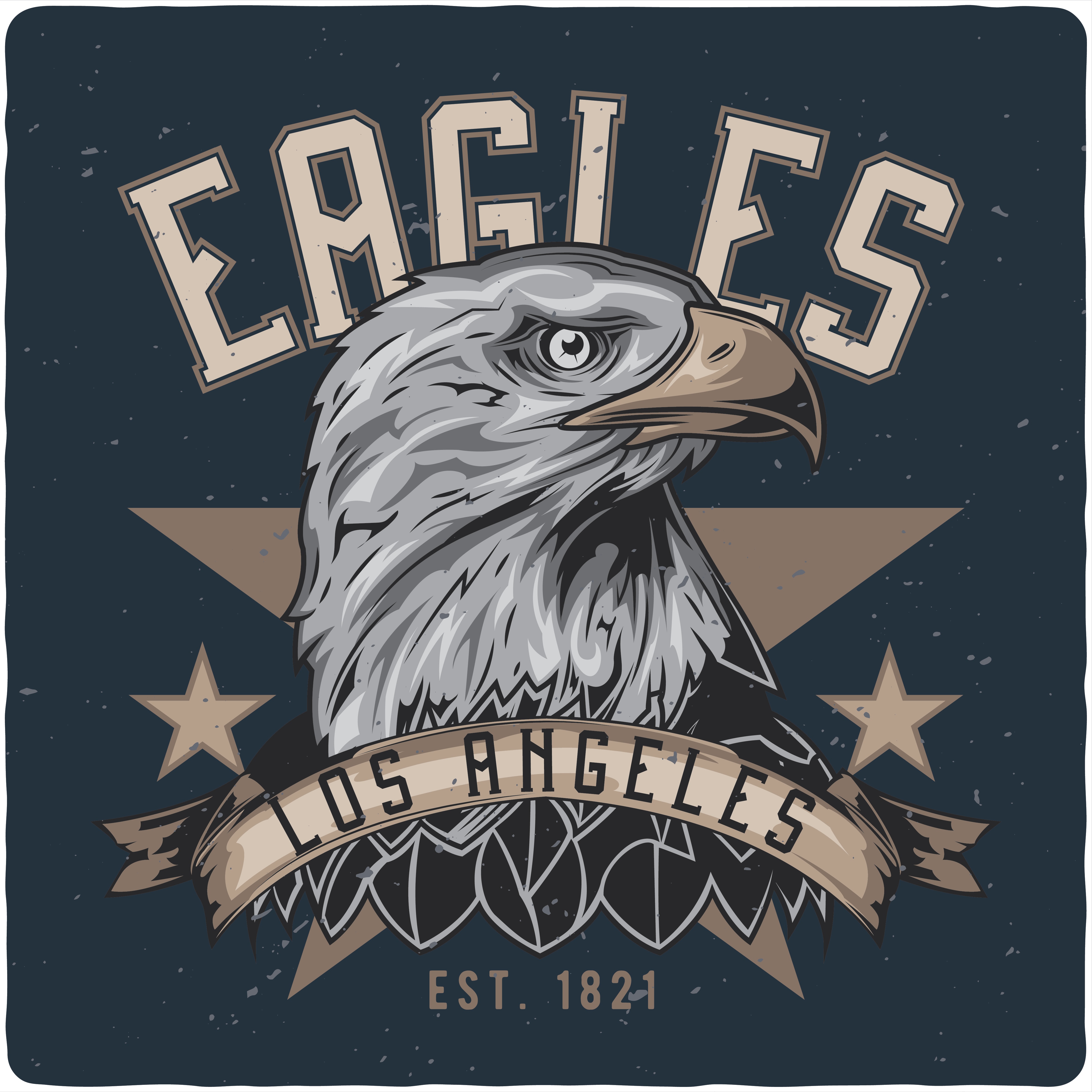 t shirt design get high with eagle head and gray background