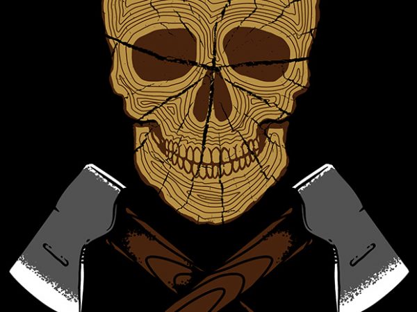 Skull wood shirt design png