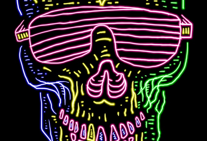 Skull Neon t shirt design for purchase - Buy t-shirt designs