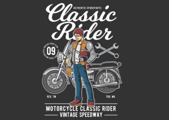 Classic Rider vector t shirt design for download