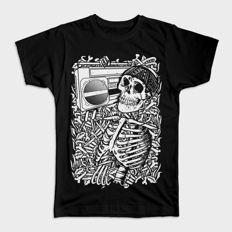 Boombox Skull t shirt designs for printify