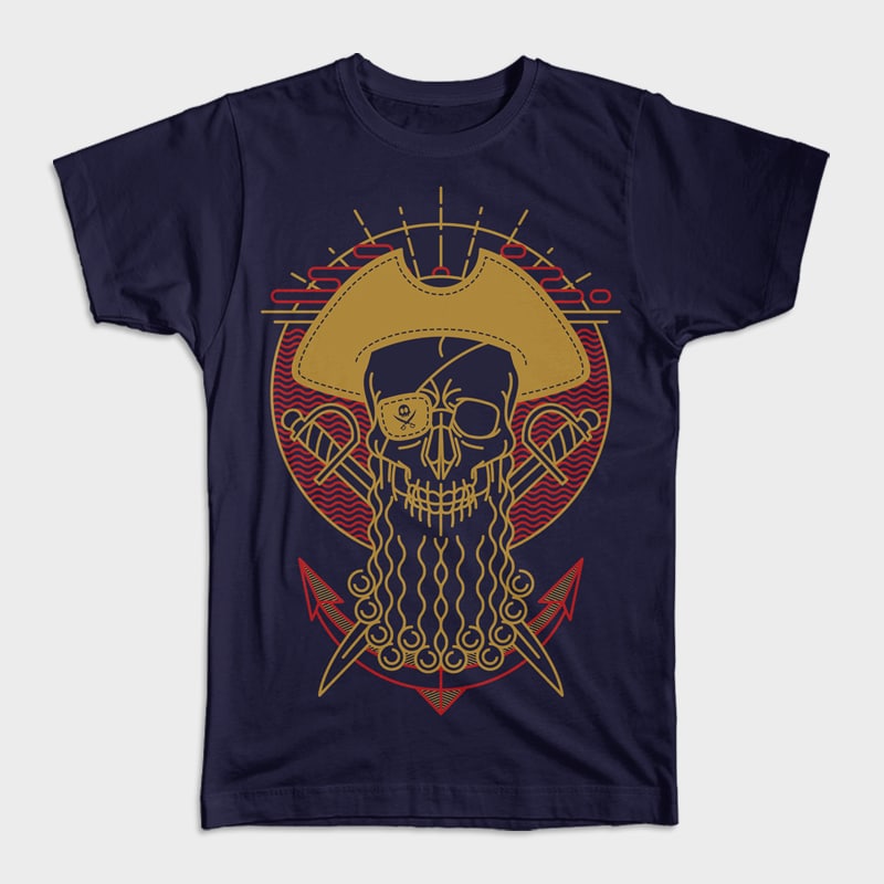 Skull Pirate vector t-shirt design template - Buy t-shirt designs
