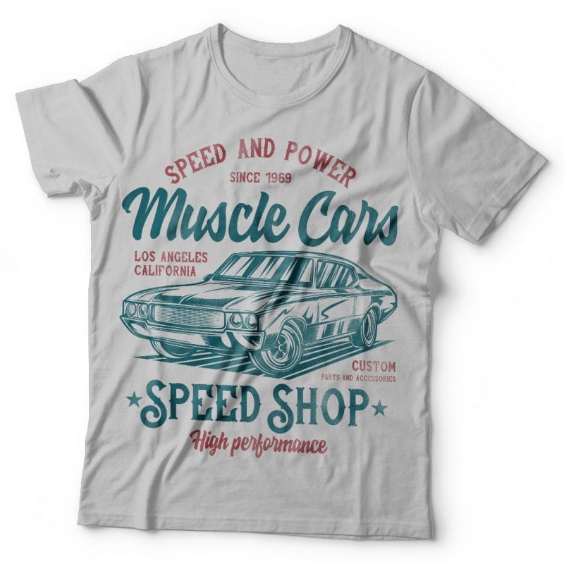 Muscle cars speed shop. Vector t-shirt design - Buy t-shirt designs