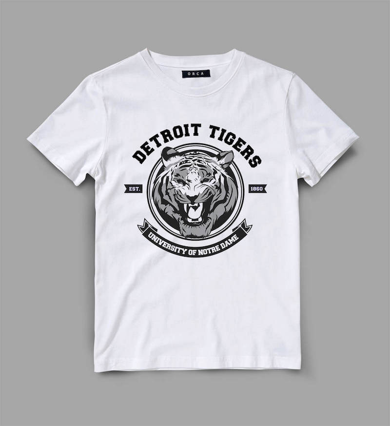 Bens Black Line Art Tiger from Detroit Design Kids T-Shirt