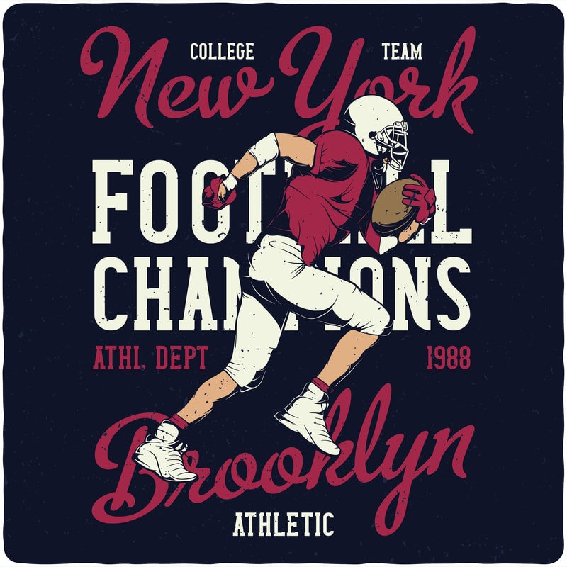 American football player vintage t-shirt design Vector Image