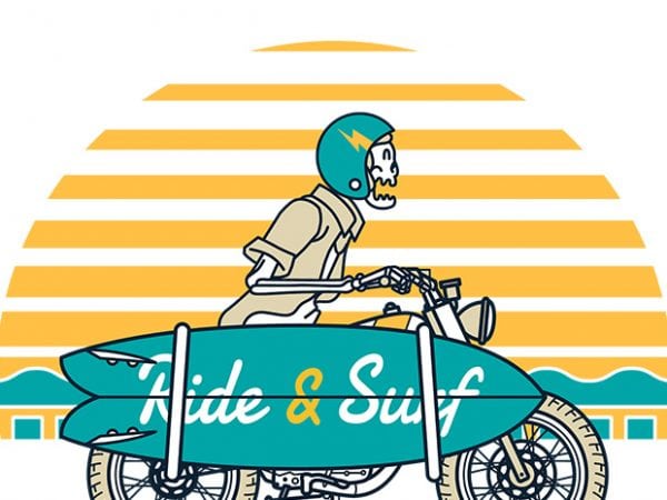 Ride and surf print ready shirt design