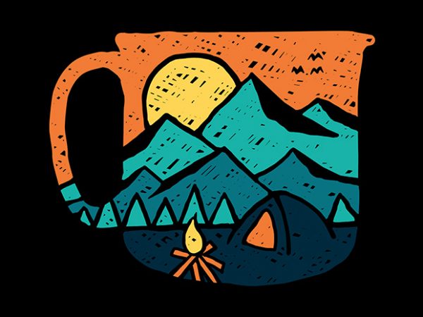 Coffee and adventure print ready t shirt design