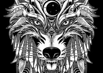 Wolf commercial use t-shirt design
