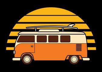 Sunset Van print ready vector t shirt design