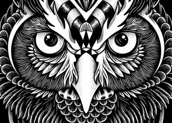 Owl Ornate design for t shirt