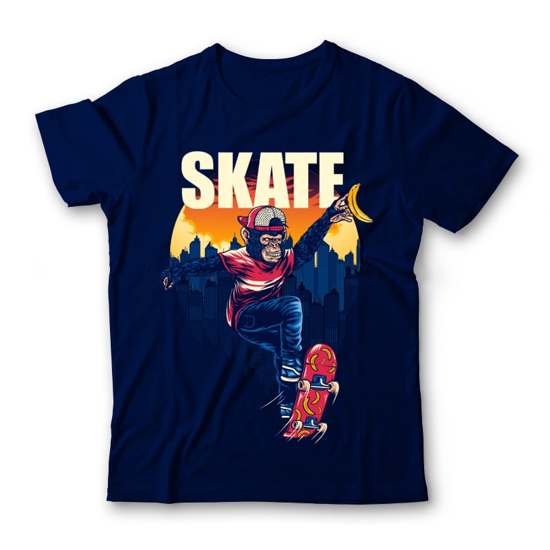 Monkey SK8 Tshirt Design commercial use t shirt designs