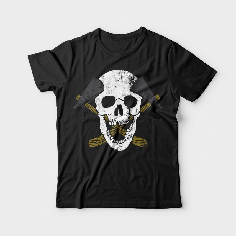 Skull Axe vector t shirt design t-shirt designs for merch by amazon