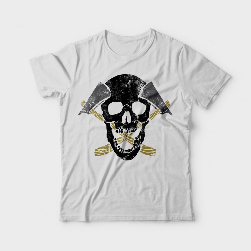 Skull Axe vector t shirt design t-shirt designs for merch by amazon