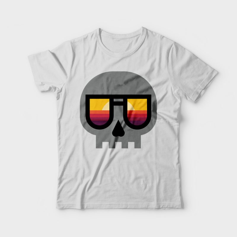 Sunset Skull t shirt designs for merch teespring and printful