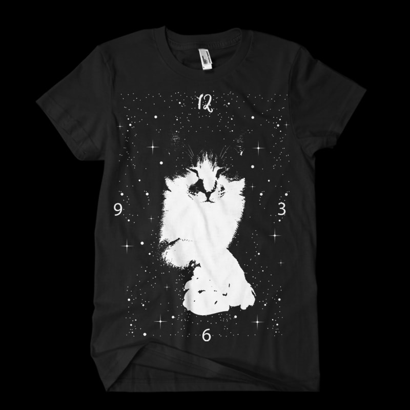 cat clock t shirt design png